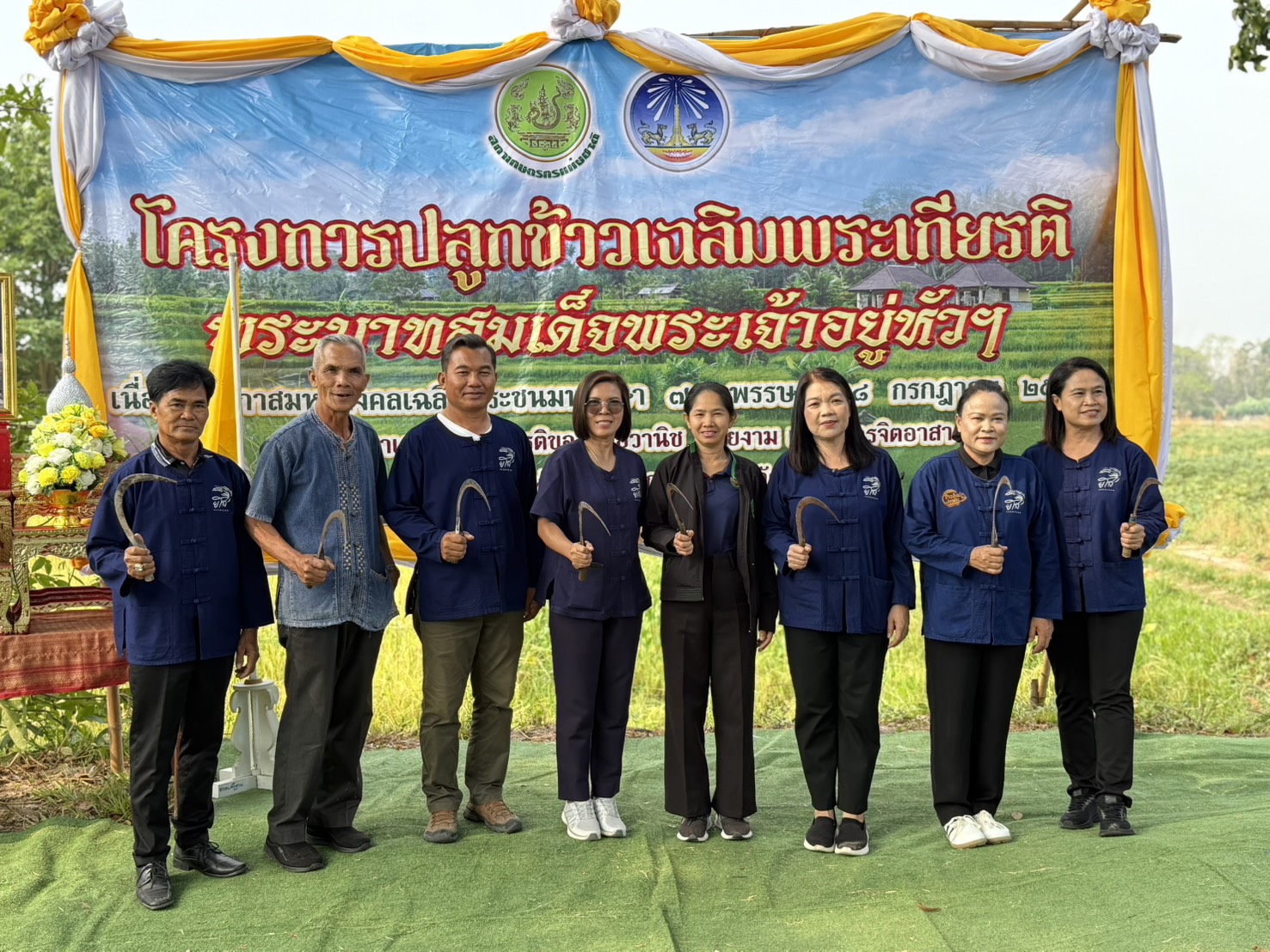 title - ส.ป.ก.ยโสธร ร่วมกิจกรรมเกี่ยวข้าว ภายใต้โครงการปลูกข้าวเฉลิมพระเกียรติ พระบาทสมเด็จพระเจ้าอยู่หัวฯ เนื่องในโอกาส มหามงคลเฉลิมพระชนมพรรษา 74 พรรษา